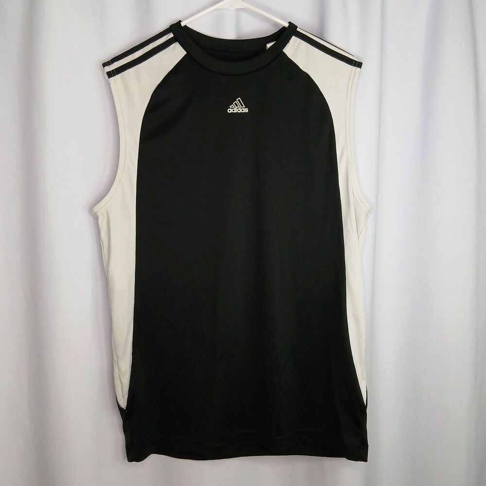 Adidas Active 360 Muscle Shirt Tank Top Athletic Workout Black White Mens Large